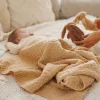 Babyono takaró merino gyapjú kötött 75x100cm sötét bézs #1648-02