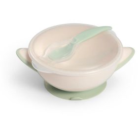   Babyono tányér tapadó aljú fedeles kanállal krém-zöld 1063-07