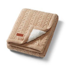 Babyono takaró pamut sherpa kötött 75x100cm bézs #1657