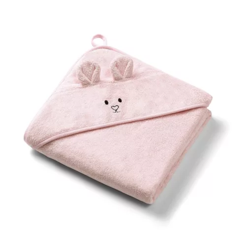 BabyOno fürdőlepedő kapucnis bambusz 100x100cm egérfülekkel púderrózsaszín #1553/04
