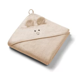   BabyOno fürdőlepedő kapucnis bambusz 100x100cm egérfülekkel sötét bézs #1553/06