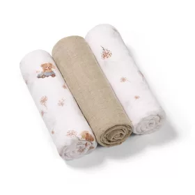Babyono Textilpelenka színes #3db #taupe macimintás 348/15