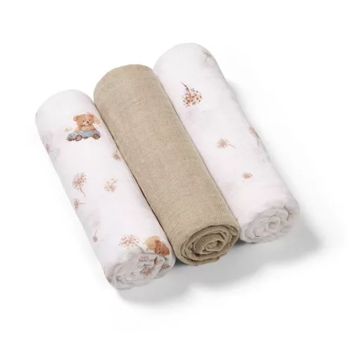 Babyono Textilpelenka színes #3db #taupe macimintás 348/15