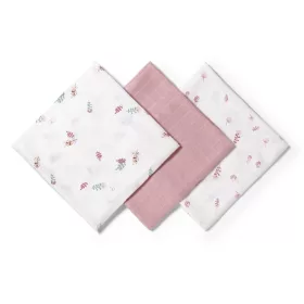   Babyono Textilpelenka színes #3db #púderrózsaszín levélmintás 348/17