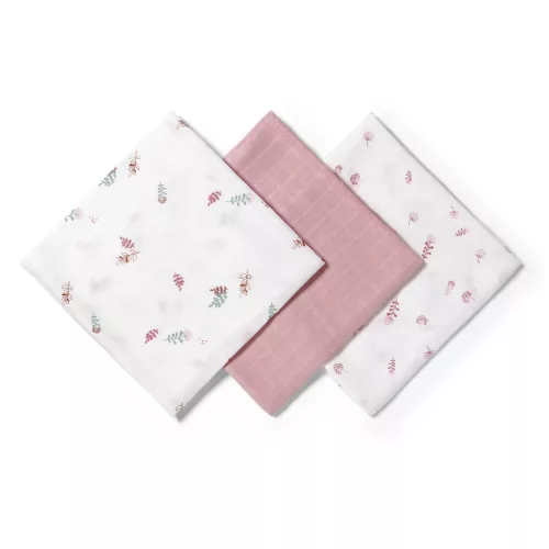 Babyono Textilpelenka színes #3db #púderrózsaszín levélmintás 348/17