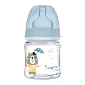   Canpol babies EasyStart cumisüveg széles anticolic #0hó #120ml #Bonjour Paris kék #35-231-BLU