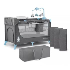 Kinderkraft JOY utazóágy kiegészítőkkel grey-blue