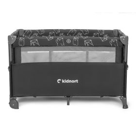   Kidnort Naste utazóágy-babaöböl 2 szintes kerekes kibúvós #fekete