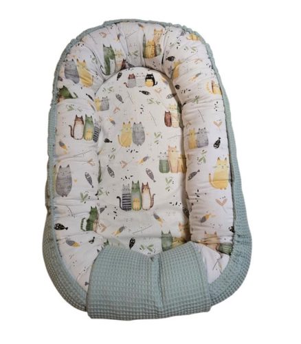 Vaganza Babafészek Waffle - oliva cicás pamutvászon