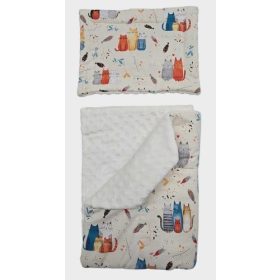   Vaganza 2 részes Bébi ágyneműgarnitúra 70x90 - Narancs cicás-Krém wellsoft