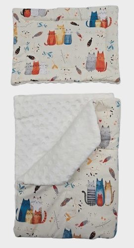 Vaganza 2 részes Bébi ágyneműgarnitúra 70x90 - Narancs cicás-Krém wellsoft