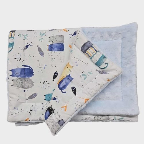 Vaganza 2 részes Bébi ágyneműgarnitúra 70x90 - Kék cicák-Kék wellsoft