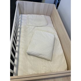   Wikids 3 részes ágyneműgarnitúra - velvet béléssel - krém-fehér apró leveles