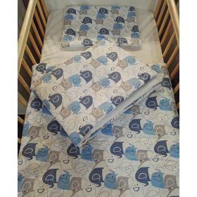   Wikids 3 részes ágyneműgarnitúra - elefántos kék-szürke