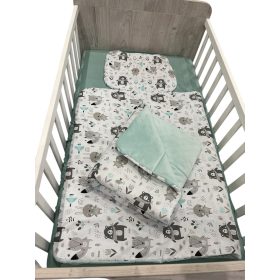   Wikids 3 részes ágyneműgarnitúra - Erdei állatos szürke-menta