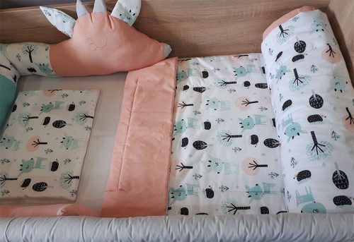 Wikids 3 részes ágyneműgarnitúra - őzikés púder-menta