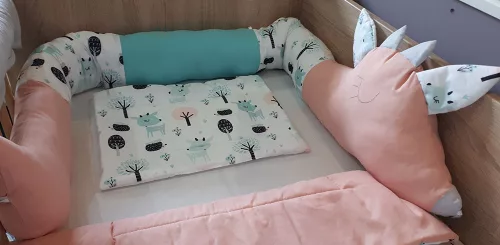 Wikids Ágyrácsvédő díszpárna #őzikés puder-menta KIFUTÓ