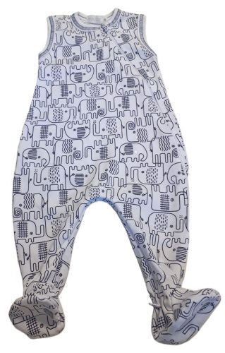 Wikids pamut ujjatlan cipzáras rugi #44 fehér sötétkék elefántos