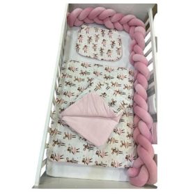   Wikids 3 részes ágyneműgarnitúra - velvet béléssel - rózsaszín egeres