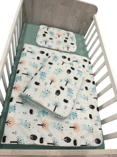 Wikids 3 részes ágyneműgarnitúra - velvet béléssel - őzikés menta
