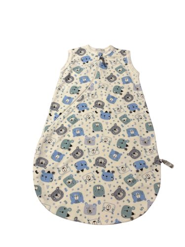 Wikids Hálózsák #pamut #ujjatlan #2 rétegű #62-68 #fehér-kék-menta pöttyös macis