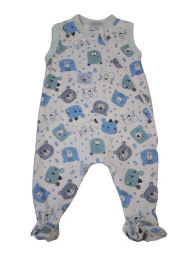 Wikids pamut ujjatlan cipzáras rugi #44 fehér-kék-menta pöttyös macis