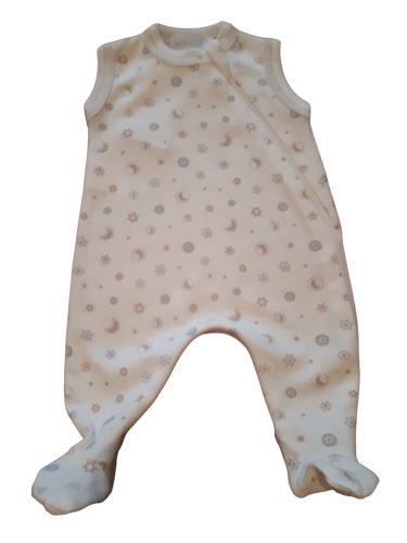 Wikids pamut ujjatlan cipzáras rugi #44 fehér szürke bézs holdas csillagos