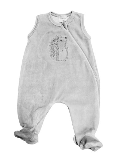 Wikids plüss ujjatlan cipzáras rugi #56 hímzett világosszürke sünis