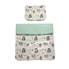   Wikids 3 részes ágyneműgarnitúra - Vászon - Erdei állatos szürke-menta