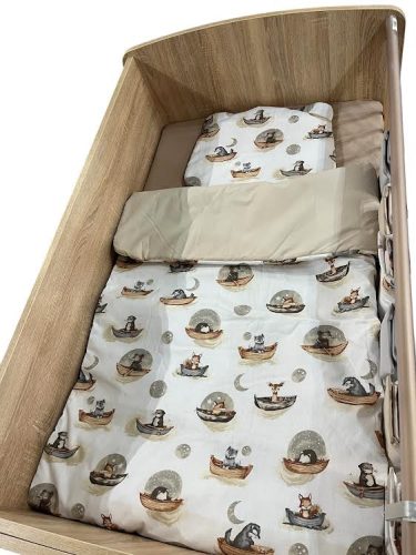 Wikids 3 részes ágyneműgarnitúra - Csónakázó állatok bézs