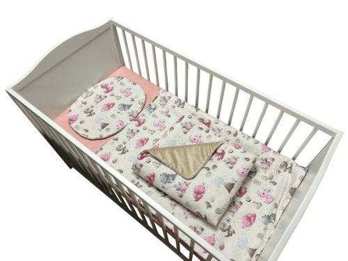 Wikids 3 részes ágyneműgarnitúra - Vászon - Lány baby dínós bézs