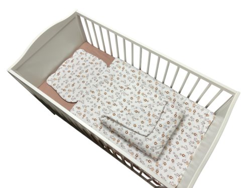 Wikids 3 részes ágyneműgarnitúra - Puplin-Vászon - Lufis állatok szürke-mogyi