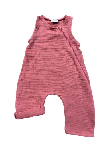 Wikids pamut - pelenka anyagú ujjatlan cipzáras rugi #62 mályva