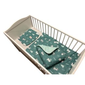   Wikids 3 részes ágyneműgarnitúra - Vászon-Velvet - Zsálya erdei állatos