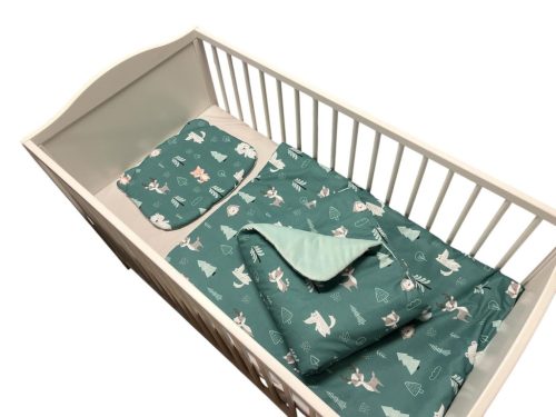 Wikids 3 részes ágyneműgarnitúra - Vászon-Velvet - Zsálya erdei állatos