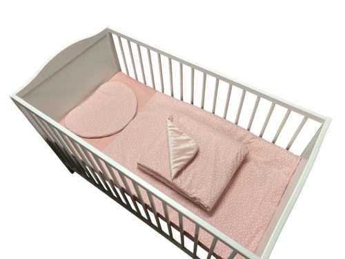 Wikids 3 részes ágyneműgarnitúra - Puplin-Wellsoft - púder rózsa szívecskés