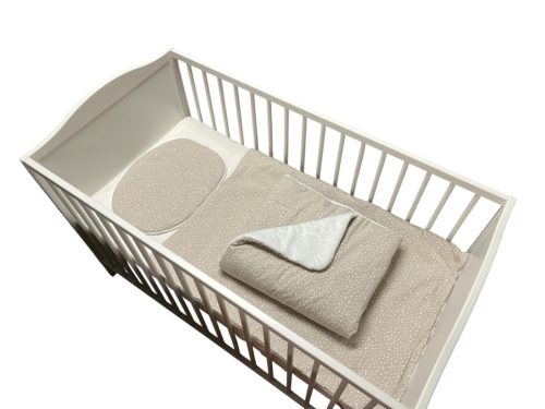 Wikids 3 részes ágyneműgarnitúra - Puplin-Wellsoft - bézs-fehér pöttyi