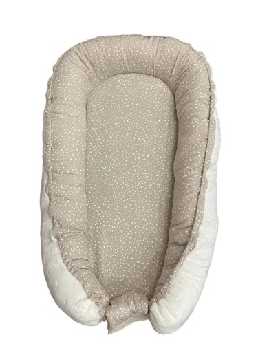 Wikids Babafészek - Puplin-Velvet - bézs-fehér pöttyi