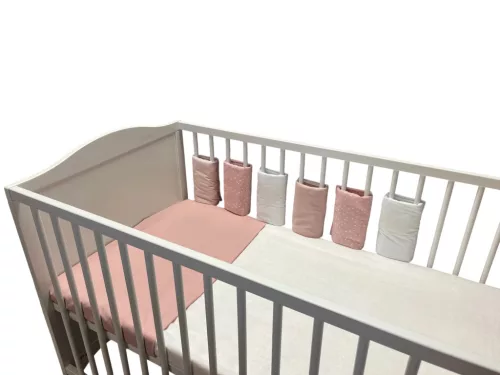 Wikids Ágyrácsvédőpánt tépőzáras #6db #púder rózsa szívecskés