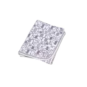   Wikids Takaró pamut 2 rétegű 70x90 #fehér skék elefántos