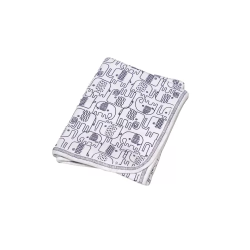 Wikids Takaró pamut 2 rétegű 70x90 #fehér skék elefántos