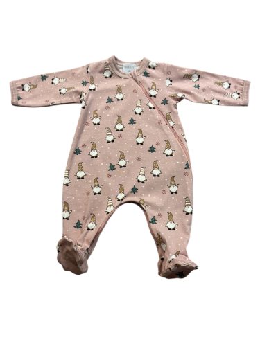 Wikids pamut hosszú ujjú rugi #56 púder-rózsa karácsonyi manós