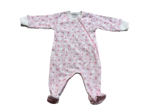 Wikids pamut hosszú ujjú cipzáras rugi #44 rózsa-nyuszis virágos