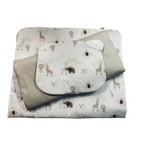   Wikids 3 részes ágyneműgarnitúra - bézs szafari vászon/bézs puplin