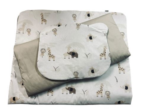 Wikids 3 részes ágyneműgarnitúra - bézs szafari vászon/bézs puplin