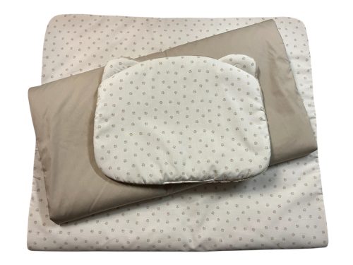 Wikids 3 részes ágyneműgarnitúra - mogyi tappancsos puplin/bézs puplin