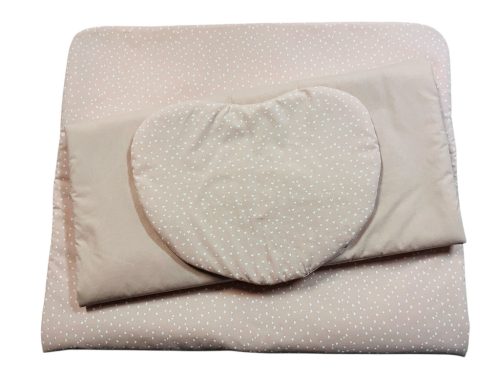 Wikids 3 részes ágyneműgarnitúra #púder rózsa szívecskés puplin-púder rózsa vászon