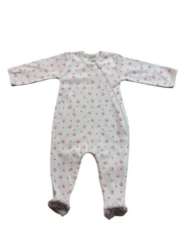 Wikids pamut hosszú ujjú cipzáras rugi #56 rózsa-bézs apró virágos