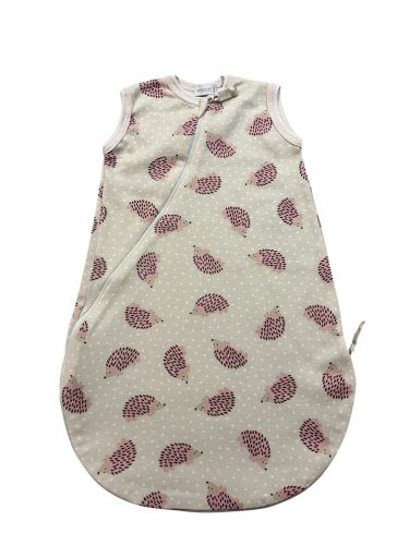 Wikids pamut hálózsák 2 rétegű ujjatlan #62-68 bézs-mályva pöttyös sünis