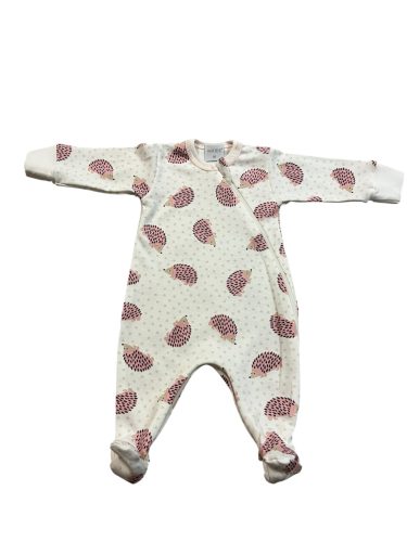 Wikids pamut hosszú ujjú rugi #62 bézs-mályva pöttyös sünis